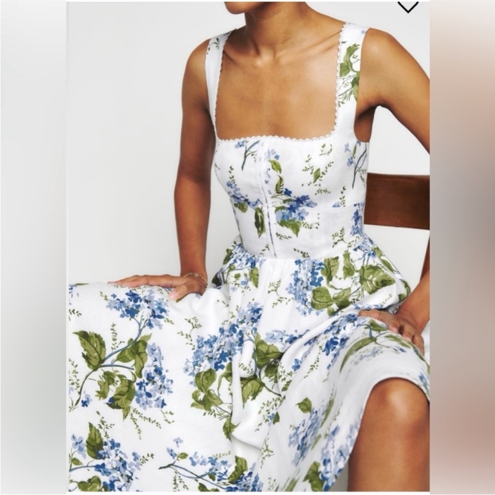Reformation Tagliatelle Riviera Linen Floral Dress - Picture 9 of 12